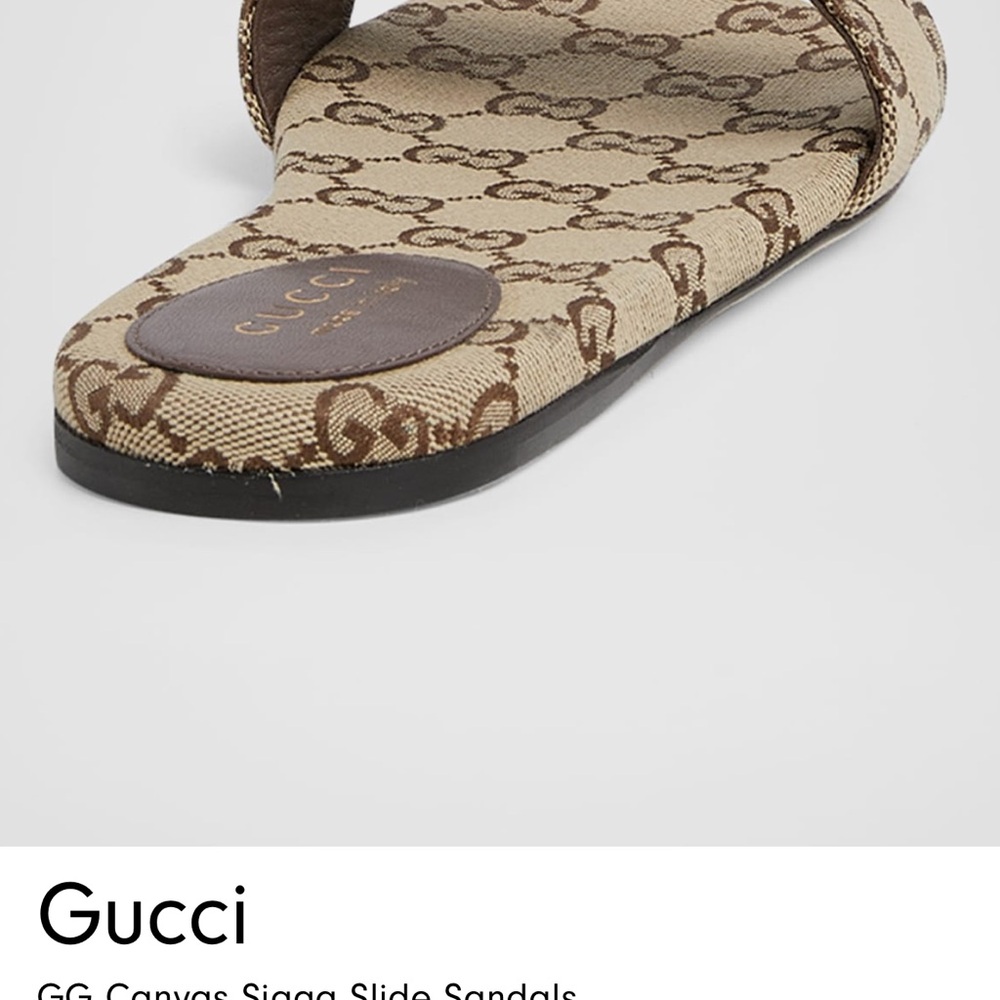 Gucci Beige and Brown GG Slide Sandals - Picture 12 of 14